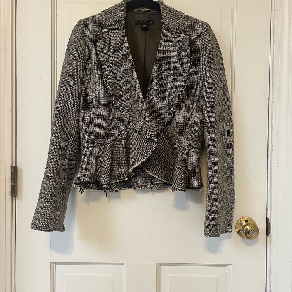Banana Republic Brown Beige Tweed Women's Blazer size 4P